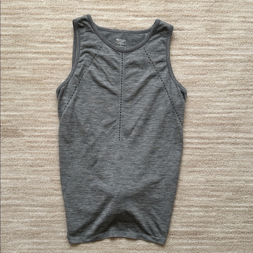 Athleta Foothill Tank Top Split-back, Athleisure, Hiking Yoga Gray Size Medium
